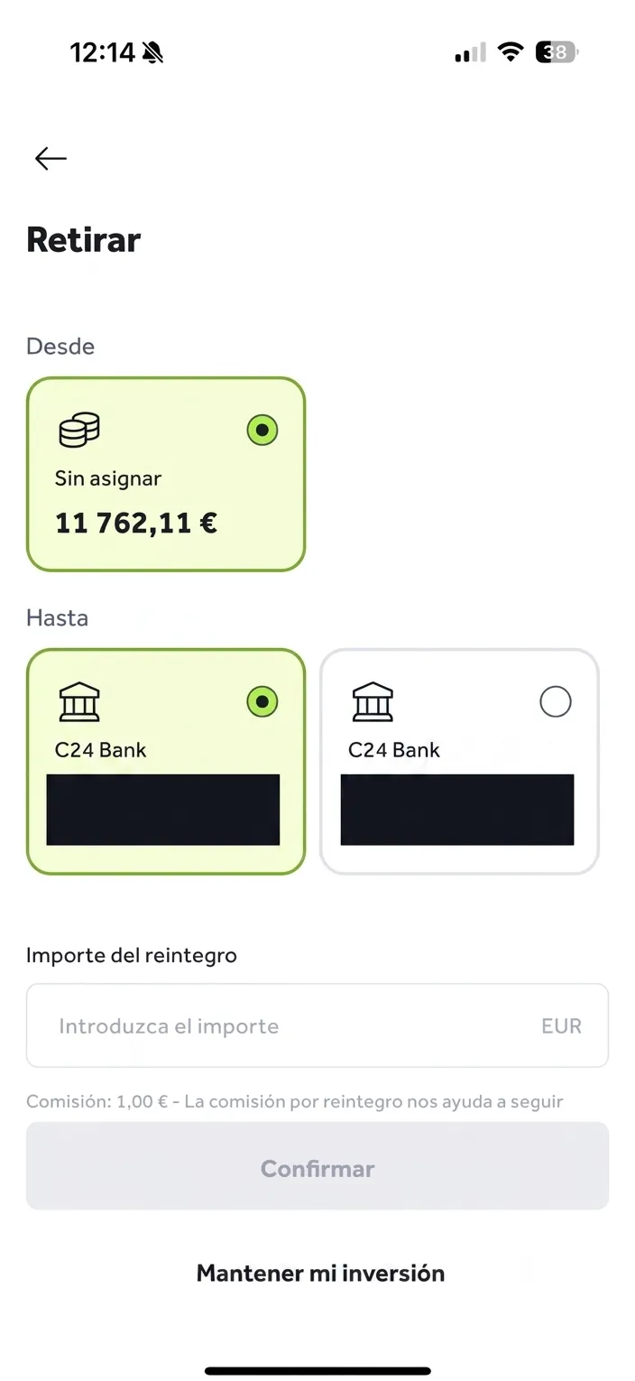 Retirada de fondos en Bondora Go & Grow a una cuenta bancaria