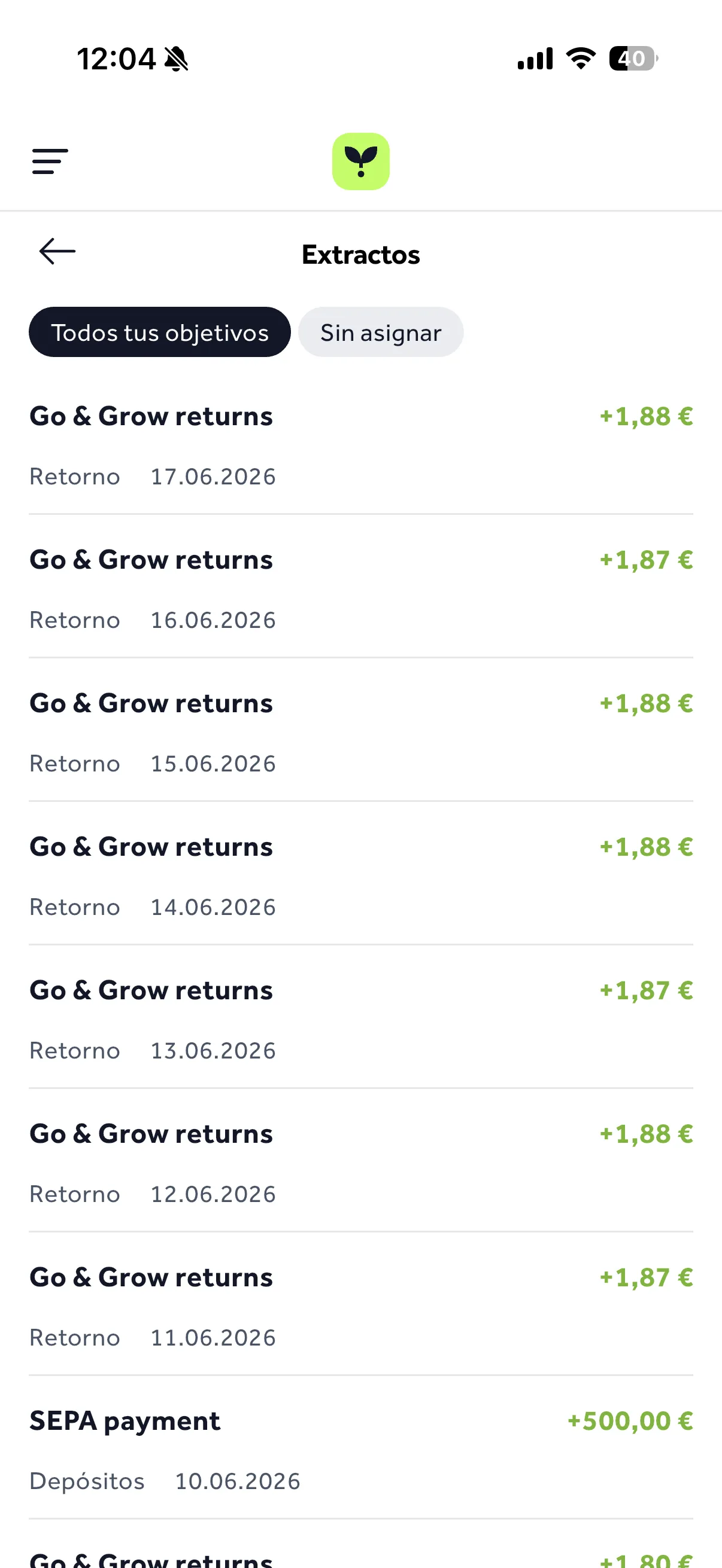 Intereses diarios en la app de Bondora Go & Grow