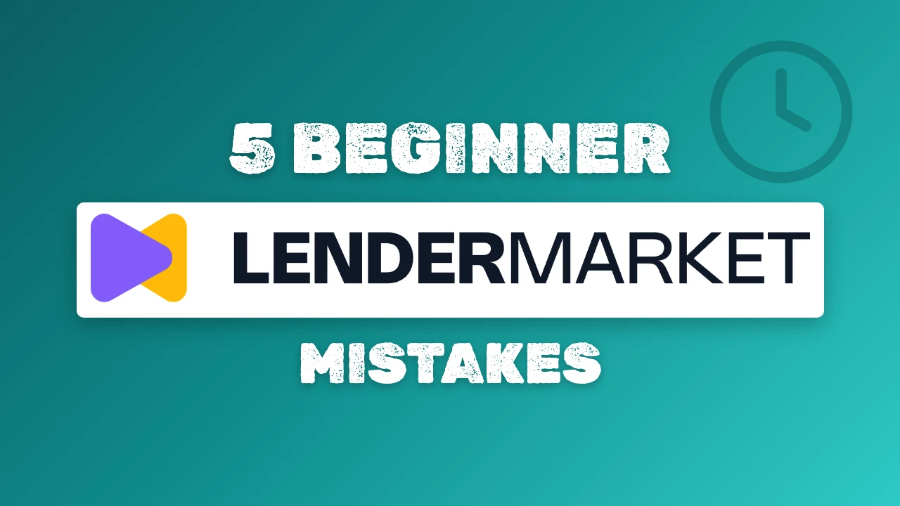 Article cover on a teal gradient with the Lendermarket logo, a clock icon and the headline 5 beginner mistakes