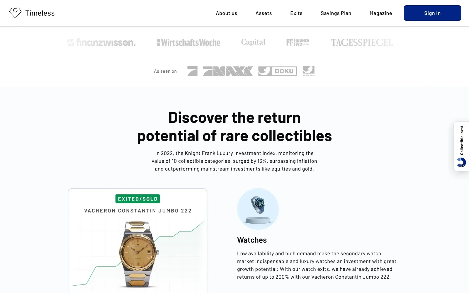 Categorías de coleccionables en Timeless: relojes, arte, coches, zapatillas, vino y whisky con potencial de revalorización