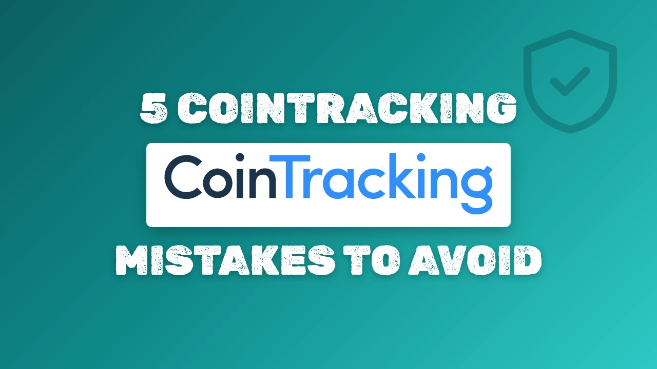 Article cover with a shield icon, the CoinTracking logo and the headline 5 CoinTracking mistakes to avoid