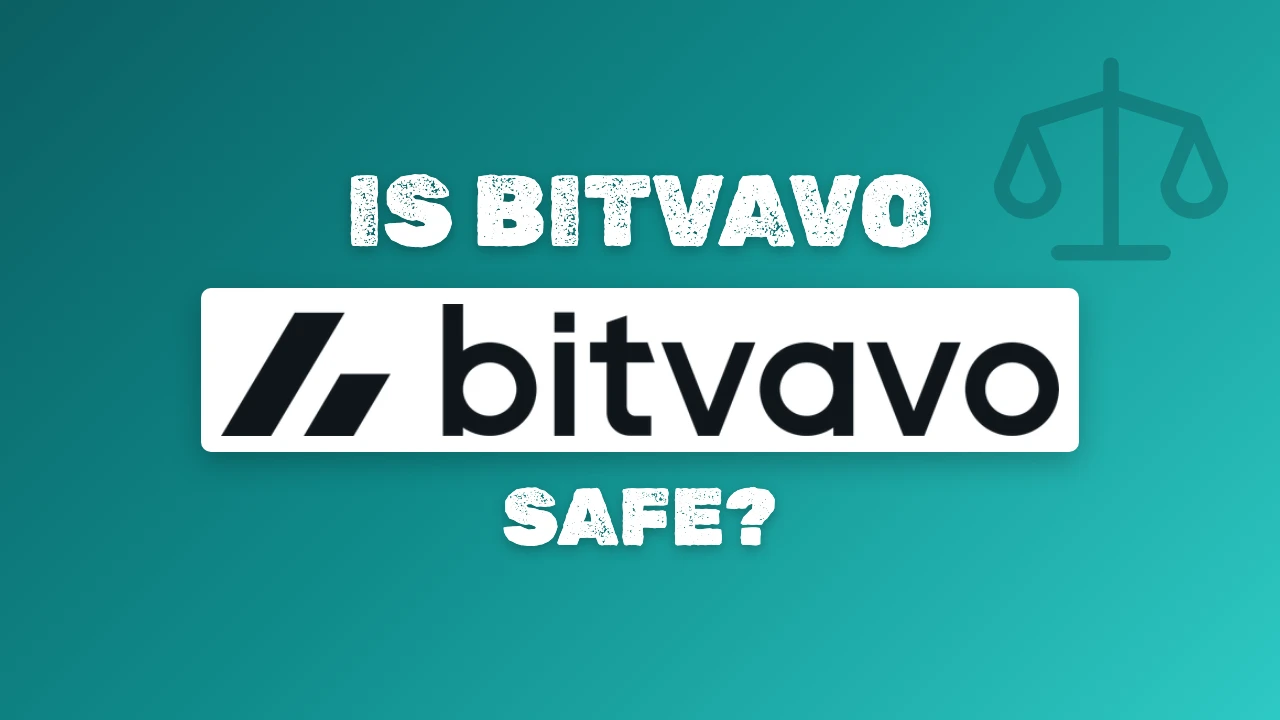 Article cover on a teal gradient with the Bitvavo logo, the headline Is Bitvavo safe and a faint scale icon